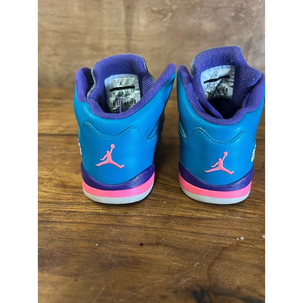Jordan Toddler Sneaker Bundle Jordan 4 5 Retro Tropical Teal Pink Purple 3 Pairs